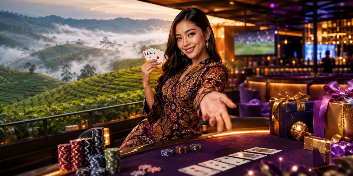 Suasana permainan kad kasino Malaysia dengan motif batik tempatan